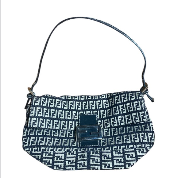 Authentic Vintage Fendi Zucca Monogram Canvas Bag - Black & Cream